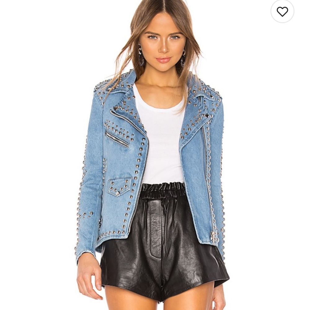 ISO: Understated Leather Studded Denim Moto Jacket